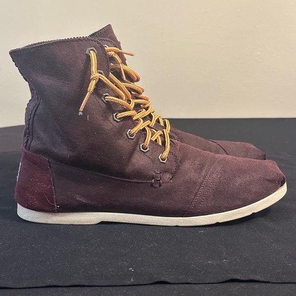 Toms Burgundy Chukka Boots Lace Up Cotton Canvas Men's Size 11 - Picture 1 of 7